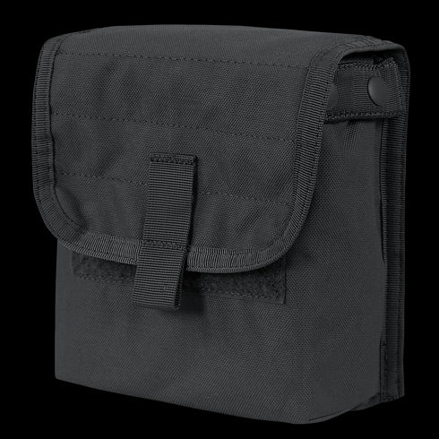 The Condor Ammo Pouch is a black, rectangular nylon pouch featuring a flap closure secured with a strap and side snap buttons.