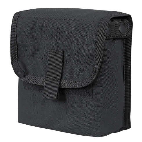 The Condor Ammo Pouch is a black, rectangular nylon pouch featuring a flap closure secured with a strap and side snap buttons.