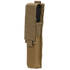 The Condor Single P90 & UMP45 Mag Pouch is a vertical tan nylon pouch with a flap closure and reinforced stitching, designed to securely carry a magazine for military or law enforcement use.