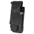 The Condor Single Pistol Mag Pouch in MultiCam Black is a durable nylon pouch with reinforced stitching and a flap cover, designed for securely carrying a pistol magazine or small gear.