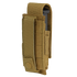 The Condor Single Pistol Mag Pouch in Scorpion OCP, made of durable nylon with a snap closure, holds a pistol magazine and is shown standing upright on a white background.
