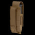 The Condor Single Pistol Mag Pouch is a tan tactical nylon case with a snap-button flap, perfect for law enforcement or range use, designed to hold one pistol magazine securely.