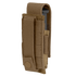 The Condor Single Pistol Mag Pouch is a tan tactical nylon case with a snap-button flap, perfect for law enforcement or range use, designed to hold one pistol magazine securely.
