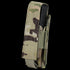The Condor Single Pistol Mag Pouch in Scorpion OCP securely holds a black rectangular magazine with a Velcro flap closure.