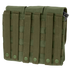 The Condor Triple AK/AR Mag Pouch is a green tactical pouch with MOLLE webbing and snap closures, designed to securely hold gear or magazines.