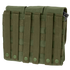 The Condor Triple AK/AR Mag Pouch is a green tactical pouch with MOLLE webbing and snap closures, designed to securely hold gear or magazines.
