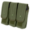 The Condor Triple AK/AR Mag Pouch in Olive Drab features three compartments, each secured with a flap and snap button closure.
