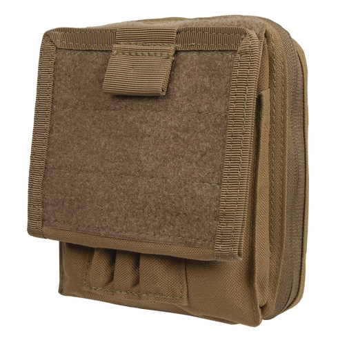 The Condor Map Pouch is a khaki tactical pouch with a front flap, multiple compartments, and reinforced stitching—ideal for Military or Law Enforcement use and perfect for carrying EDC gear or accessories.