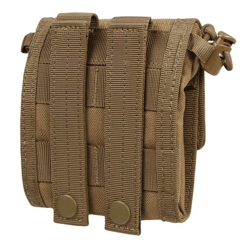 The Condor Roll-Up Utility Pouch features MOLLE webbing and snap buttons for secure gear attachment, making it ideal for military or first responder use.