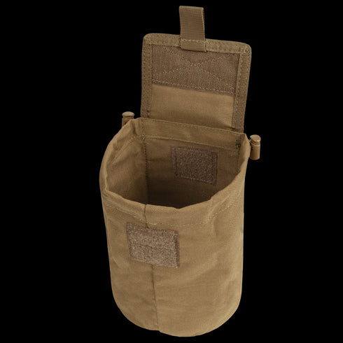 The Condor Roll-Up Utility Pouch is a tan fabric pouch with an open top flap and Velcro closure, ideal for first responders or range use to carry small essentials or accessories.