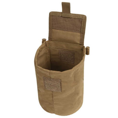The Condor Roll-Up Utility Pouch is a tan fabric pouch with an open top flap and Velcro closure, ideal for first responders or range use to carry small essentials or accessories.