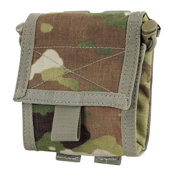 The Condor Roll-Up Utility Pouch in Scorpion OCP is a compact, rectangular pouch with a flap closure and loop, ideal for outdoor or military use.