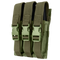 The Condor Triple MP5 Mag Pouch in Olive Drab features three compartments with buckle closures, crafted from durable fabric.