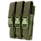 The Condor Triple MP5 Mag Pouch in Olive Drab features three compartments with buckle closures, crafted from durable fabric.
