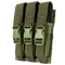 The Condor Triple MP5 Mag Pouch is an olive green pouch with three front buckle closures and individual pockets, designed to securely hold MP5 rifle magazines or similar items.