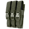 The Condor Triple MP5 Mag Pouch features olive drab green fabric and three compartments with plastic buckle closures—perfect for EDC or law enforcement use.
