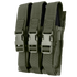The Condor Triple MP5 Mag Pouch features olive drab green fabric and three compartments with plastic buckle closures—perfect for EDC or law enforcement use.
