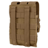 Condor Triple MP5 Mag Pouch in tan, featuring two vertical straps and snap buttons on the back for secure MOLLE attachment to compatible gear or backpacks.