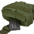 A Condor Drop Leg Dump Pouch in green, featuring a Velcro flap, is shown partially open with a black rifle magazine visible inside.