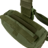 The Condor Drop Leg Dump Pouch, in olive green, features durable fabric, Velcro straps, and a zipper, shown on a white background.