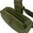 The Condor Drop Leg Dump Pouch, in olive green, features durable fabric, Velcro straps, and a zipper, shown on a white background.