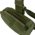 The Condor Drop Leg Dump Pouch, in olive green, features durable fabric, Velcro straps, and a zipper, shown on a white background.