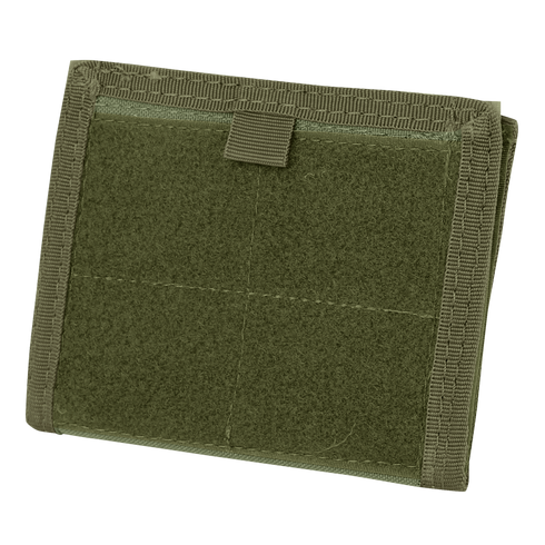 The Condor ID Panel is a rectangular olive drab fabric patch with reinforced edges and a central horizontal loop, displayed on a plain background.