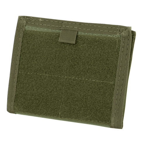 The Condor ID Panel is a rectangular olive drab fabric patch with reinforced edges and a central horizontal loop, displayed on a plain background.