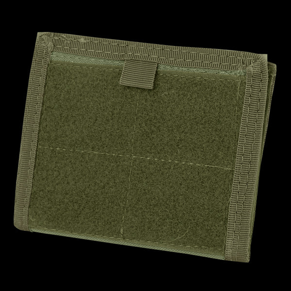 The Condor ID Panel is a rectangular olive drab fabric patch with reinforced edges and a central horizontal loop, displayed on a plain background.