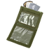 The Condor ID Panel is an olive green wallet with clear plastic compartments for cash and cards, shown open on a plain background.