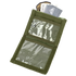 The Condor ID Panel is an olive green wallet with clear plastic compartments for cash and cards, shown open on a plain background.