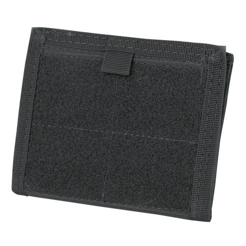 The Condor ID Panel is a black, rectangular fabric pouch with reinforced edges, a top loop tab, visible seam grid on the front, and an ID panel for easy identification.