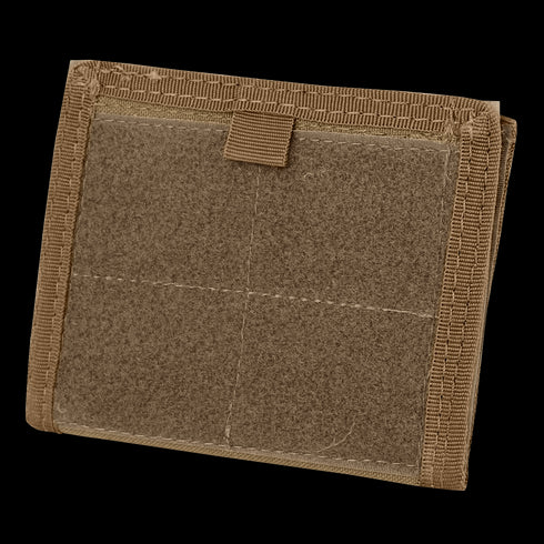 The Condor ID Panel is a brown, rectangular tactical pouch with reinforced edges and a hook-and-loop front panel, perfect for range essentials, shown on a white background.