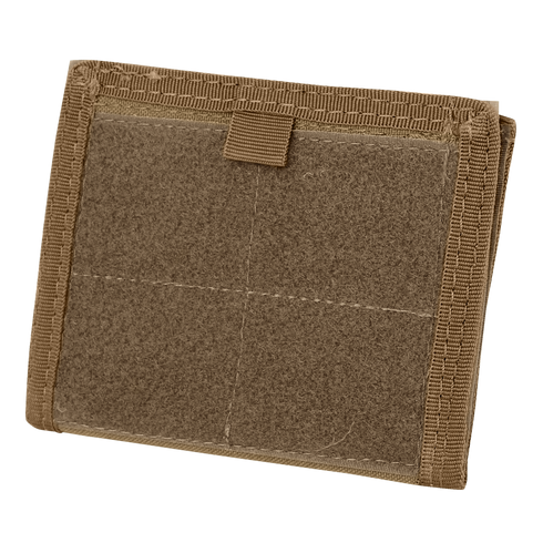 The Condor ID Panel is a brown, rectangular tactical pouch with reinforced edges and a hook-and-loop front panel, perfect for range essentials, shown on a white background.