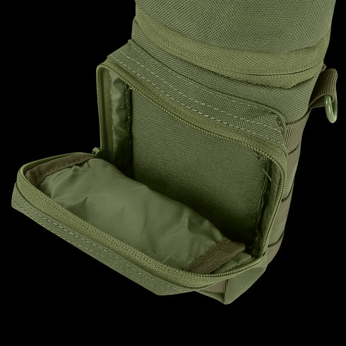 The Condor H2O Pouch is a green fabric pouch with a zippered compartment and padded interior, displayed against a plain white background.