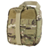 The Condor Rip-Away EMT Pouch in MultiCam is a compact tactical pouch with a buckle closure and front webbing, featuring a camouflage pattern.
