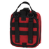 The Condor Rip-Away EMT Pouch is a small red pouch with black straps, MOLLE webbing, and two metal D-rings, displayed from the back to show attachment options.