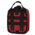 The Condor Rip-Away EMT Pouch is a small red pouch with black straps, MOLLE webbing, and two metal D-rings, displayed from the back to show attachment options.