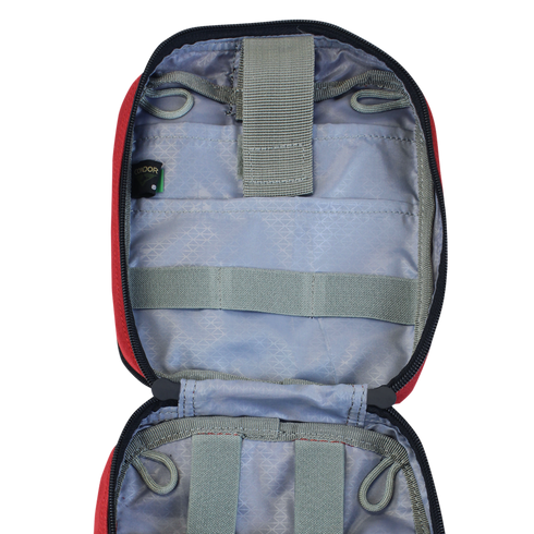 Open view of the Condor Rip-Away EMT Pouch in MultiCam, featuring internal straps, pockets, and loops—perfect for organizing EDC or first responder essentials.
