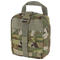 The Condor Rip-Away EMT Pouch in Scorpion OCP is a compact tactical pouch featuring a top handle, front buckle strap, zip closure, and external webbing in a camouflage pattern.