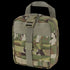 The Condor Rip-Away EMT Pouch in Scorpion OCP is a compact tactical pouch featuring a top handle, front buckle strap, zip closure, and external webbing in a camouflage pattern.