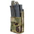 Condor Single Stacker M4 Mag Pouch in Scorpion OCP holds two black rifle magazines, secured with elastic retention straps.