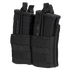 The Condor Double Stacker M4 Mag Pouch is a black nylon pouch that holds four rifle magazines, secured with elastic retention cords.