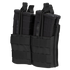 The Condor Double Stacker M4 Mag Pouch is a black nylon pouch that holds four rifle magazines, secured with elastic retention cords.
