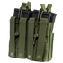 The Condor Double Stacker M4 Mag Pouch in Scorpion OCP holds two rifle mags, featuring MOLLE webbing, snap closures, and adjustable retention straps—perfect for military or law enforcement EDC setups.