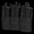 The Condor Triple Stacker M4 Mag Pouch in black holds three rifle magazines in individual compartments, each secured with elastic retention straps.