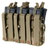 The Condor Triple Stacker M4 Mag Pouch in Scorpion OCP holds multiple rifle magazines securely with retention cords—perfect for military or EDC use.