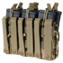 The Condor Triple Stacker M4 Mag Pouch in Scorpion OCP holds multiple rifle magazines securely with retention cords—perfect for military or EDC use.