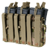 The Condor Triple Stacker M4 Mag Pouch in Scorpion OCP holds multiple rifle magazines securely with retention cords—perfect for military or EDC use.