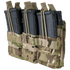 The Condor Triple Stacker M4 Mag Pouch in MultiCam holds three black rifle magazines, secured with elastic retention cords.